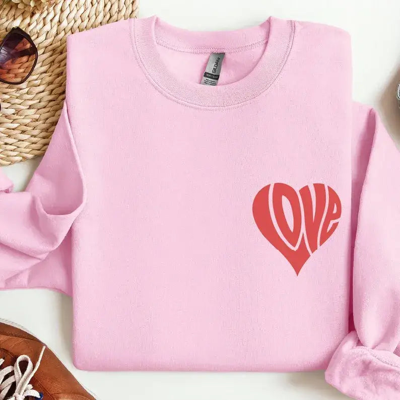 Love Heart Valentines Day Sweatshirt Hoodie Heart Love Cute Valentine Sweatshirt SFS0128 - Physical