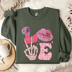 Love Valentine Skeleton Sweatshirt Hoodie Valentines Day Kiss Sweatshirt SFS0129 - Physical