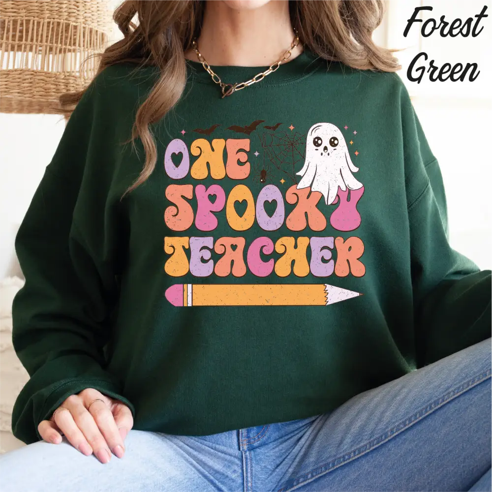 One Spooky Teacher Halloween Sweatshirt,Teacher Gift for Halloween Halloween gift Retro Halloween