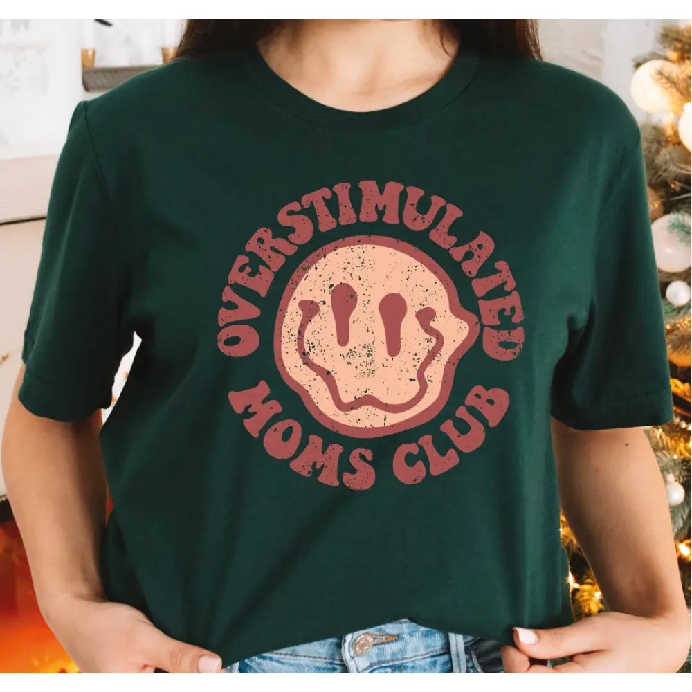 Overstimulated Moms Club Shirt Overstimulated Moms Graphic Tees Retro Shirt for Moms Anxiety Moms Girly Shirt Funny Mom