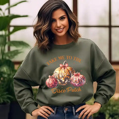 Pumpkin Disco Ball Sweatshirt Take Me To The Disco Patch Shirt Retro Pumpkin Hoodie Fall T-Shirt SAS1587 - Physical