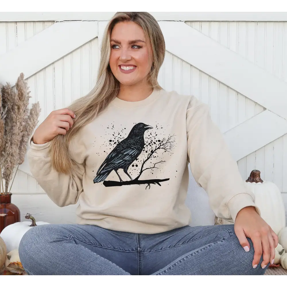 Raven Sweatshirt Compass Sweater Crow Tee Raven In The Sky Raven Murder Attempt Sweatshirt Gothic Raven Shirt G113