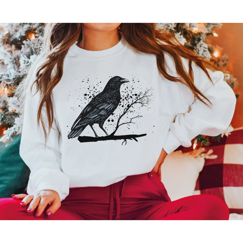 Raven Sweatshirt Compass Sweater Crow Tee Raven In The Sky Raven Murder Attempt Sweatshirt Gothic Raven Shirt G113