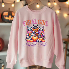 Retro Fall Season Shirt Autumn Raccoon Feral Girl Autumn Hoodie Trendy Fall Season Hoodie,Pumpkin Season Funny