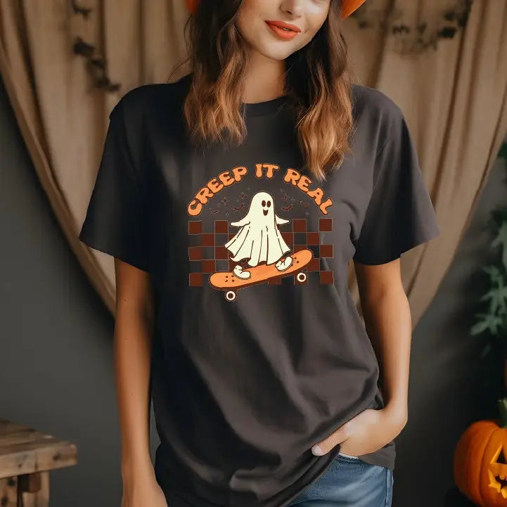 Retro Halloween Comfort Colors Tshirt Creep it Real Tee Retro Style Ghost Halloween Shirt Retro Fall Shirt Funny Fall