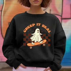 Retro Halloween Sweatshirt Creep it Real Sweatshirt Retro Style Ghost Halloween Shirt Retro Fall Sweatshirt Funny Fall