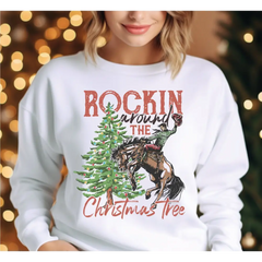 Rockin Around The Christmas Tree Sweatshirt Christmas Western Hoodie Youth Christmas Sweatshirt Cowboy Christmas Family