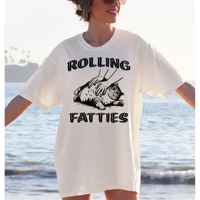 Rolling Fatties Cat Comfort Colors Shirt Funny Cat Graphic Shirt Cat Lovers Gift Cute Cat Tee Fat Cat Shirt L171