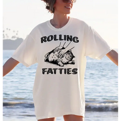 Rolling Fatties Cat Comfort Colors Shirt Funny Cat Graphic Shirt Cat Lovers Gift Cute Cat Tee Fat Cat Shirt L171