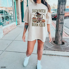 Salem Witch Book Club Halloween Comfort Colors T-Shirt,Fall Season,Pumpkin Season Funny Halloween Raccoon,SAS1563