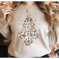 Sign Language Christmas Tree Sweatshirt Merry Christmas ASL Sweatshirt Hand Language Xmas Shirt Deaf Awareness Gift