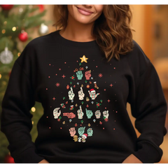 Sign Language Christmas Tree Sweatshirt Merry Christmas ASL Sweatshirt Hand Language Xmas Shirt Deaf Awareness Gift