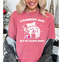 Strawberry Jams But My Glock Don’t Shirt Comfort Colors Funny Raccoon Shirt Funny Meme Opossum Shirt L006 - Physical