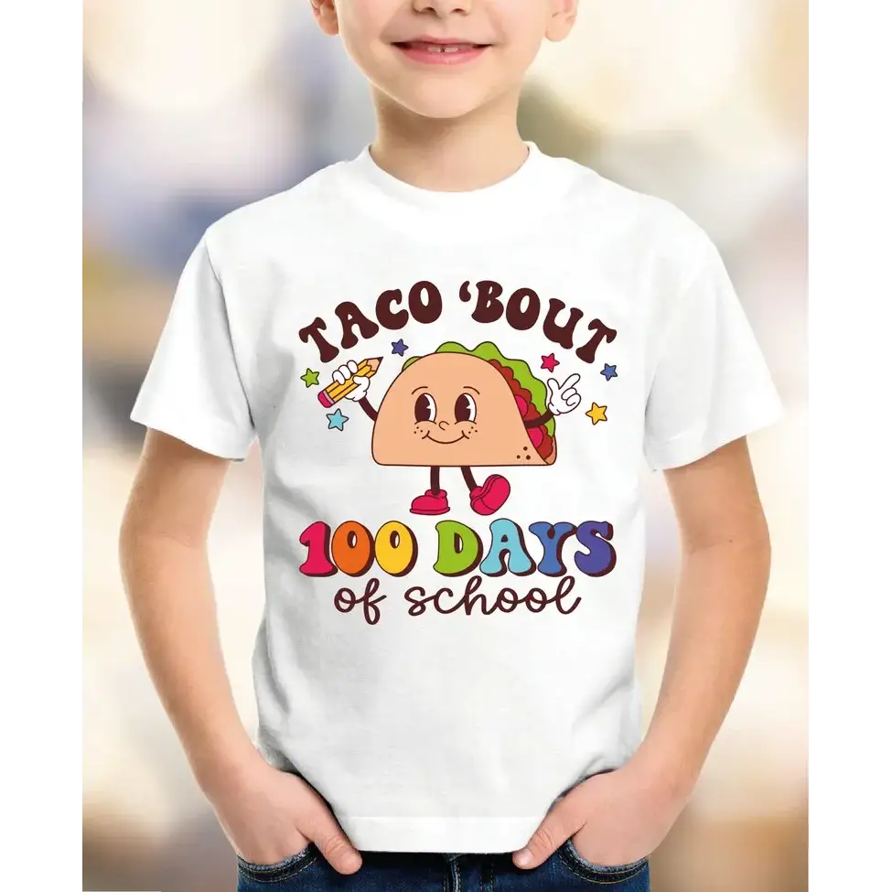 Taco Bout 100 Days of School Comfort Colors Shirt Funny 100th Of School Shirt School Celebration Teacher Tee Student