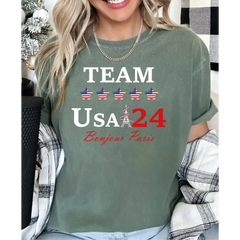 Team USA 2024 Comfort Colors Shirt USA Supporter Tshirt Usa Team 24 Bonjour Paris Shirt American Team Shirt Patriotic