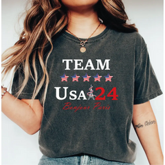 Team USA 2024 Comfort Colors Shirt USA Supporter Tshirt Usa Team 24 Bonjour Paris Shirt American Team Shirt Patriotic