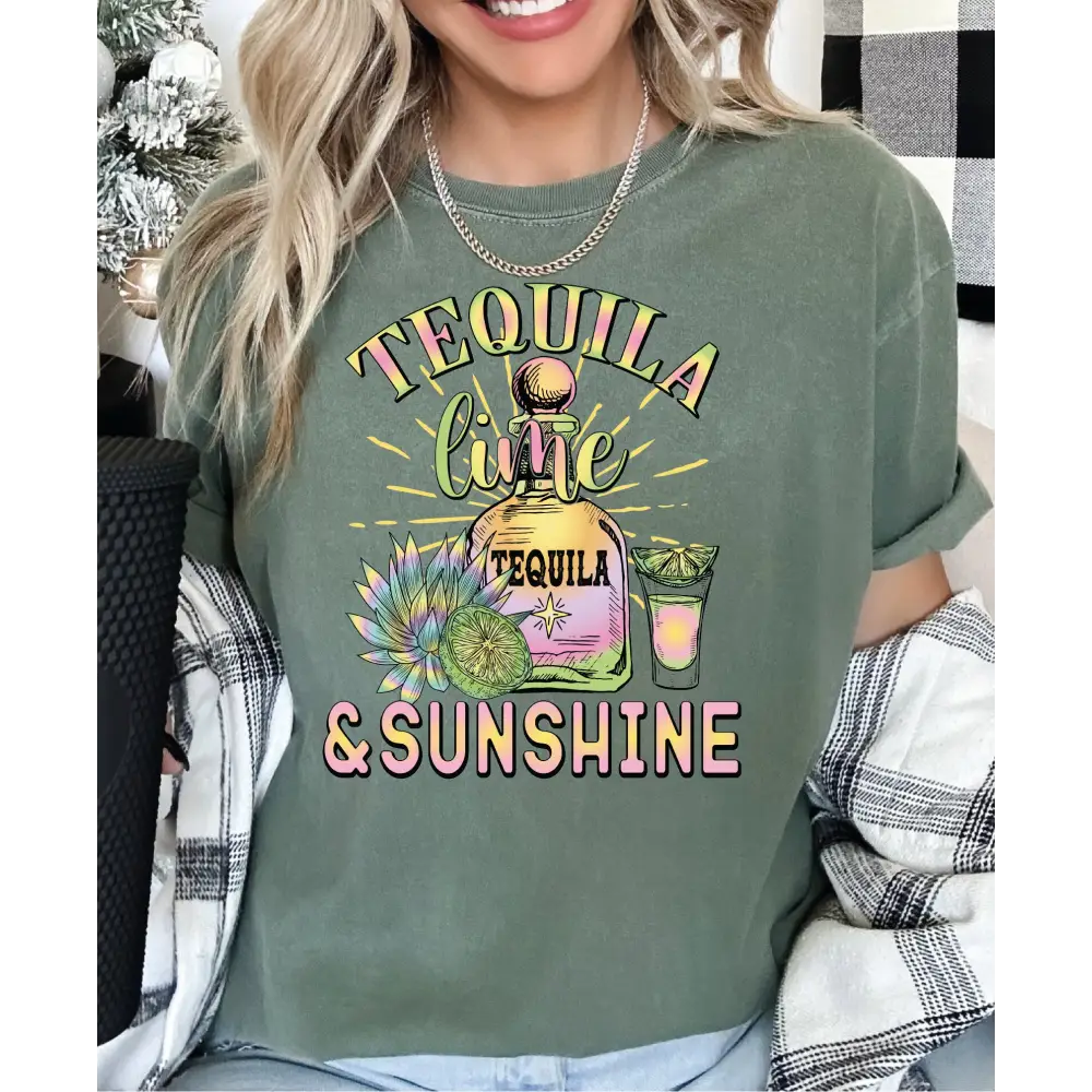 Tequila Lime and Sunshine Comfort Colors shirt Tequila Shirt Summer Vibes Shirt Beach Life Shirt Comfort Colors Beach