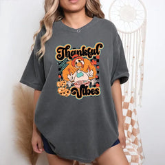 Thankful Vibes Turkey Thanksgiving Shirt, Festive Holiday Tee, VLB825