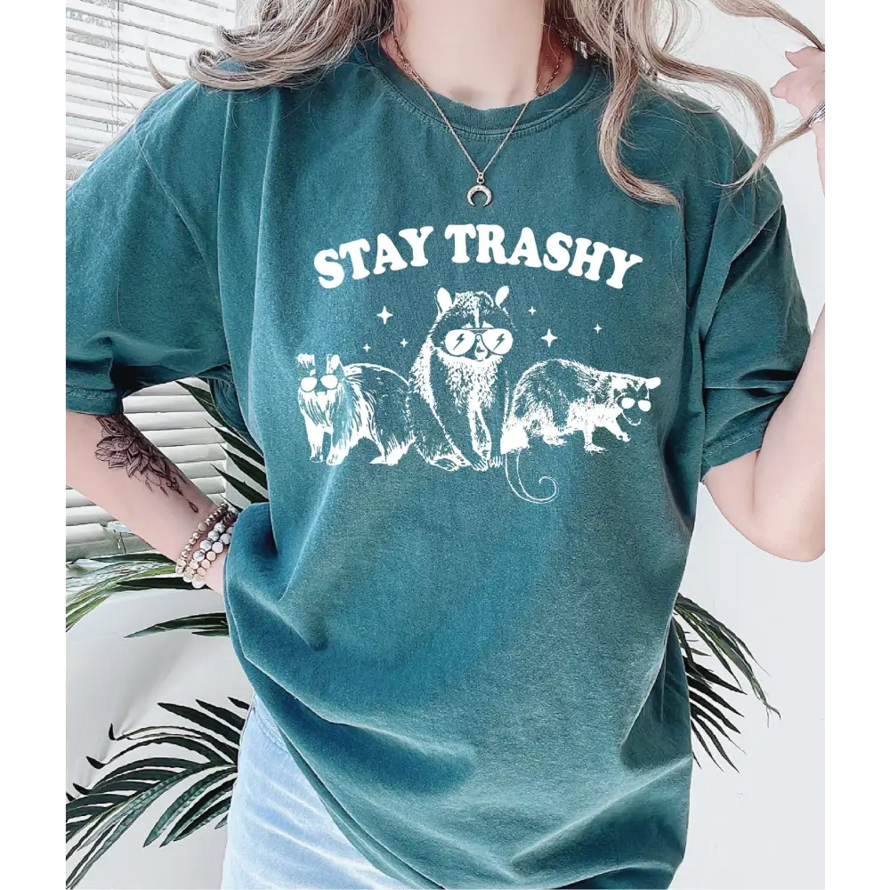 Vintage Raccoon Comfort Colors Shirt Stay Trashy Shirt Funny Opossum Shirt Funny Skunk Tshirt Funny Meme Tee Funny