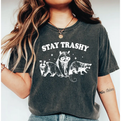 Vintage Raccoon Comfort Colors Shirt Stay Trashy Shirt Funny Opossum Shirt Funny Skunk Tshirt Funny Meme Tee Funny