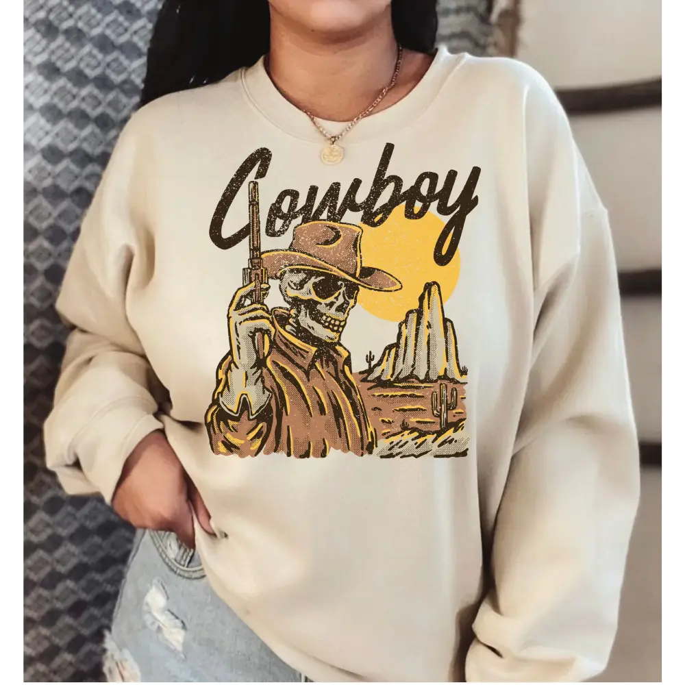 Vintage Style Cowboy Skeleton Sweatshirt Cowboy Killer Country Shirt Western Sweatshirt Southern Shirt Gift-606