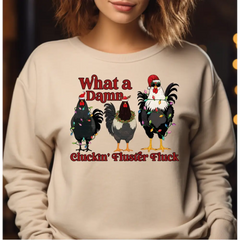 What A Damn Cluckin Fluster Fluck Christmas Lights Sweatshirt and Hoodie Chicken Lovers Christmas Sweatshirt Funny