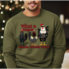 What A Damn Cluckin Fluster Fluck Christmas Lights Sweatshirt and Hoodie Chicken Lovers Christmas Sweatshirt Funny