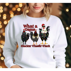 What A Damn Cluckin Fluster Fluck Christmas Lights Sweatshirt and Hoodie Chicken Lovers Christmas Sweatshirt Funny