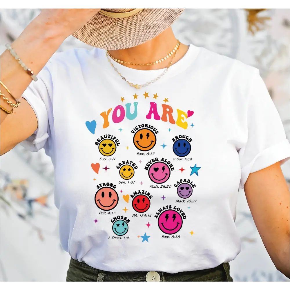 You Are Bible Verse Shirt Christian Shirt Retro Smiley Face Shirt Cute Christian T-Shirt You Are Beautiful Bible Verse